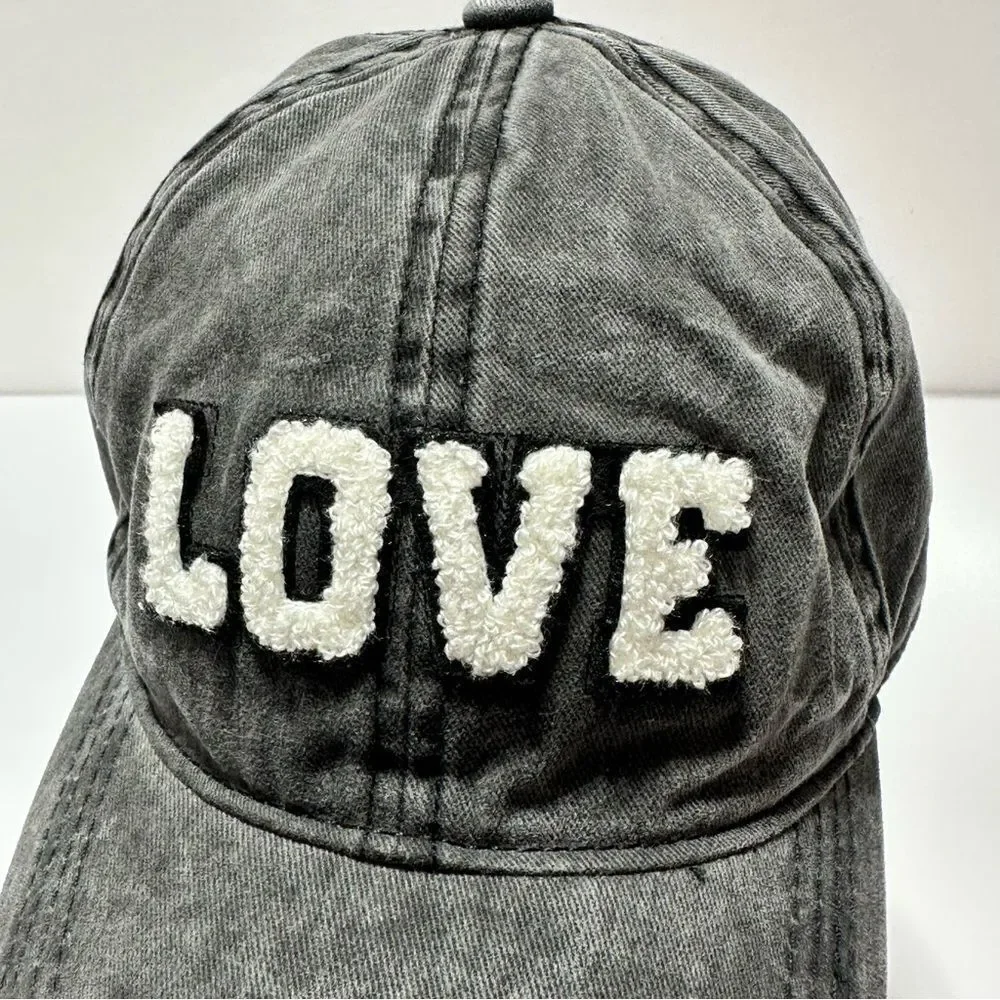 David and Young Gray Baseball Hat Cap Fashion Hat LOVE Logo Chambray Denim Style